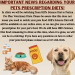 IMPORTANT NEWS REGARDING YOUR PETS PRESCRIPTION DIETS